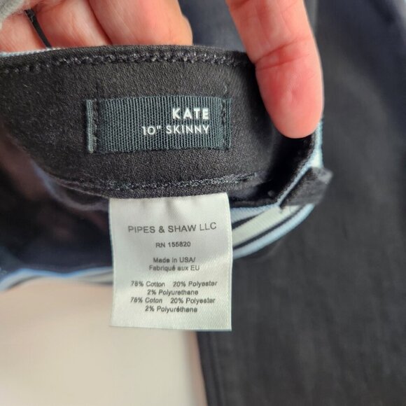 Veronica Beard Black Kate 10” Skinny Striped Waistband SZ 29 Denim Jeans - Picture 12 of 15